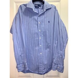 Polo Ralph Lauren Stanton Classic Fit Striped Shirt Mens XL Blue Long Sleeve